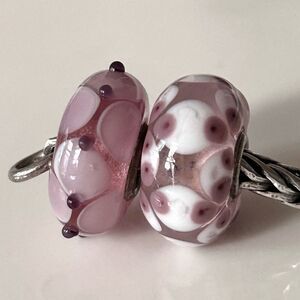 TROLLBEADS Lot Of 2 Lavender Purple Uniques LAA 925S NEW! Buds & Dots